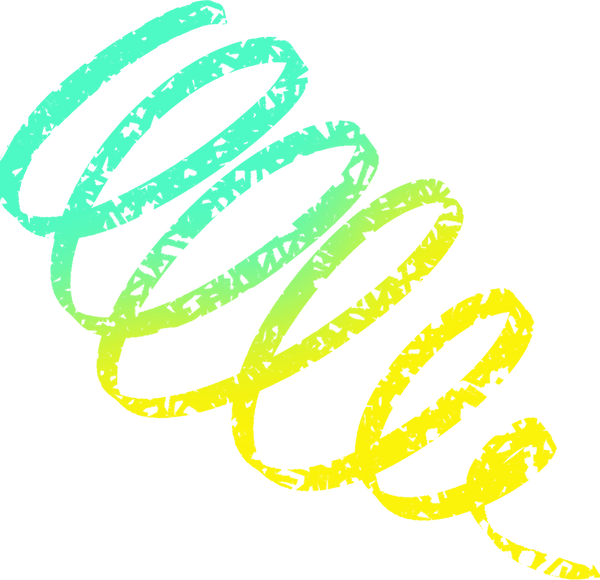 Vibrant Yellow and Blue Curls Mixed Media Abstract Shape